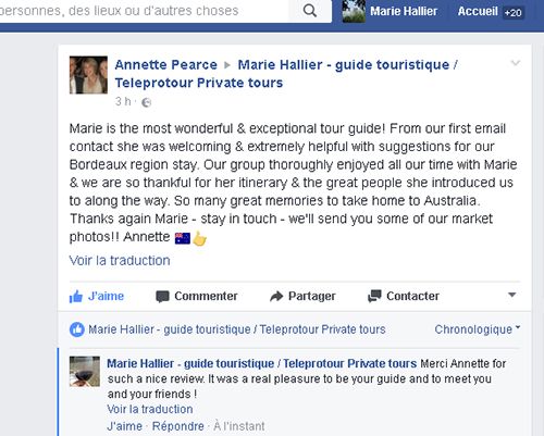 Review Facebook Teleprotour Private Tours Australian guests