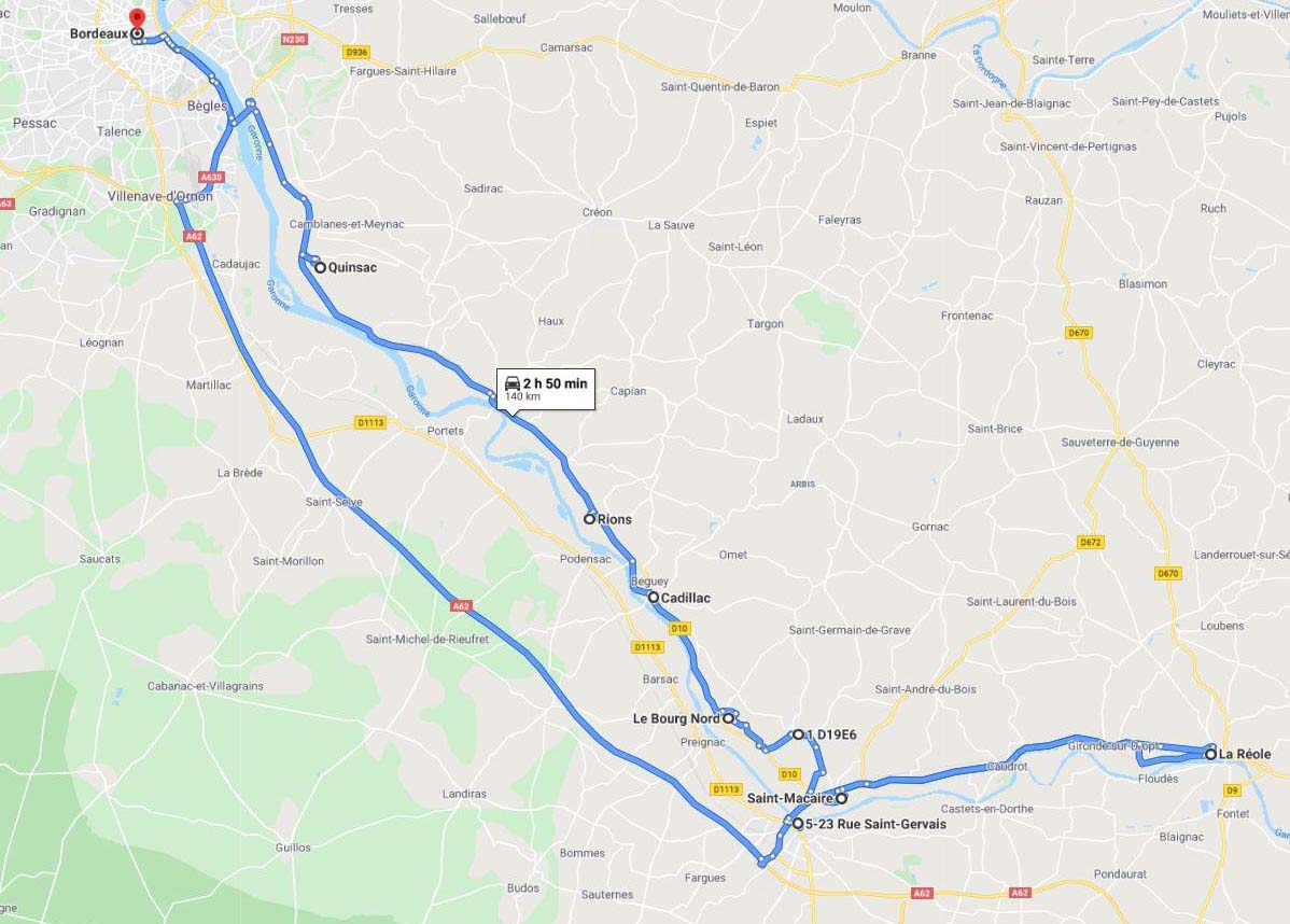 Circuit La Reole Saint Macaire Cadillac (100 km autour de Bordeaux)