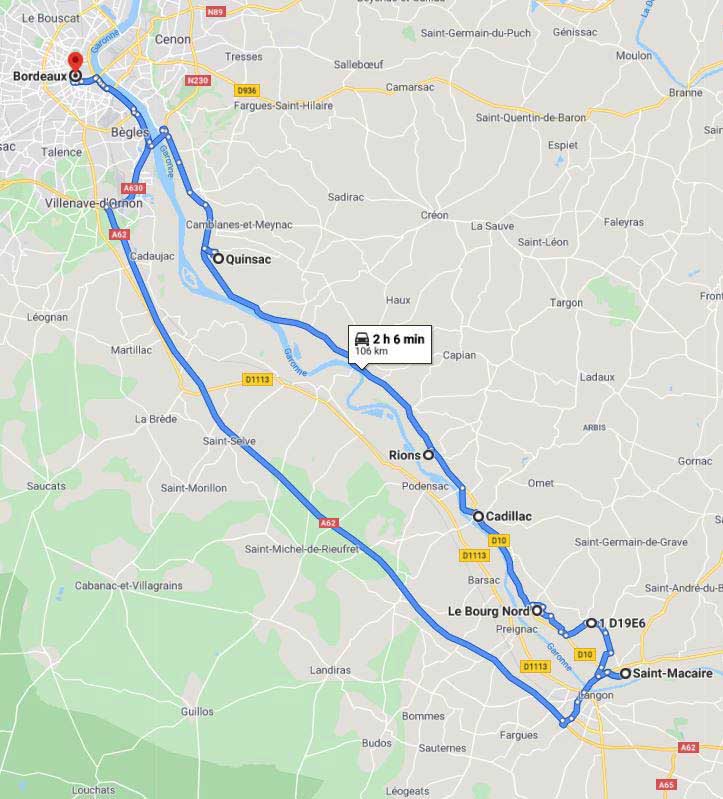 Circuit 100 km autour de Bordeaux : Saint Macaire et Cadillac