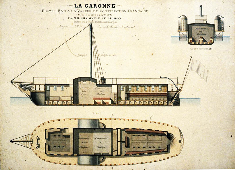Dessin plume Plan La Garonne - collection musee Aquitaine 