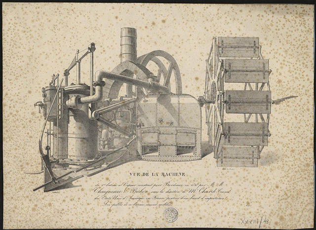 Machine Vapeur de Church - Lithographie de Gaulon (Source : BNF)