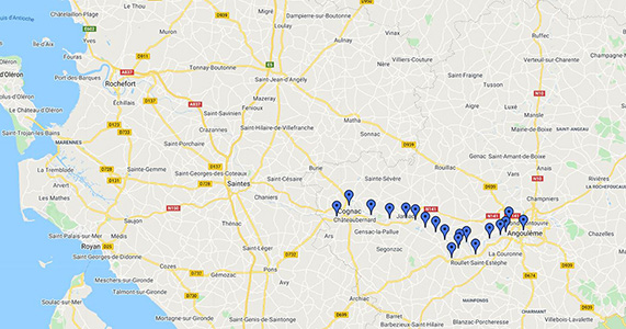 Carte 19 cluses Charente
